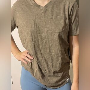 Brown oversize v neck shirt